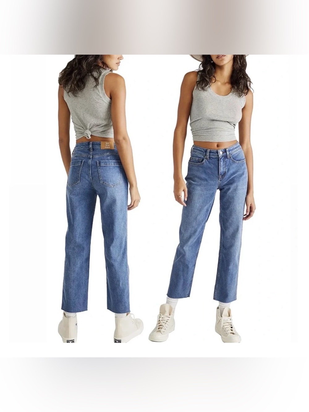 We the free curvy straight ankle jeans with raw hem